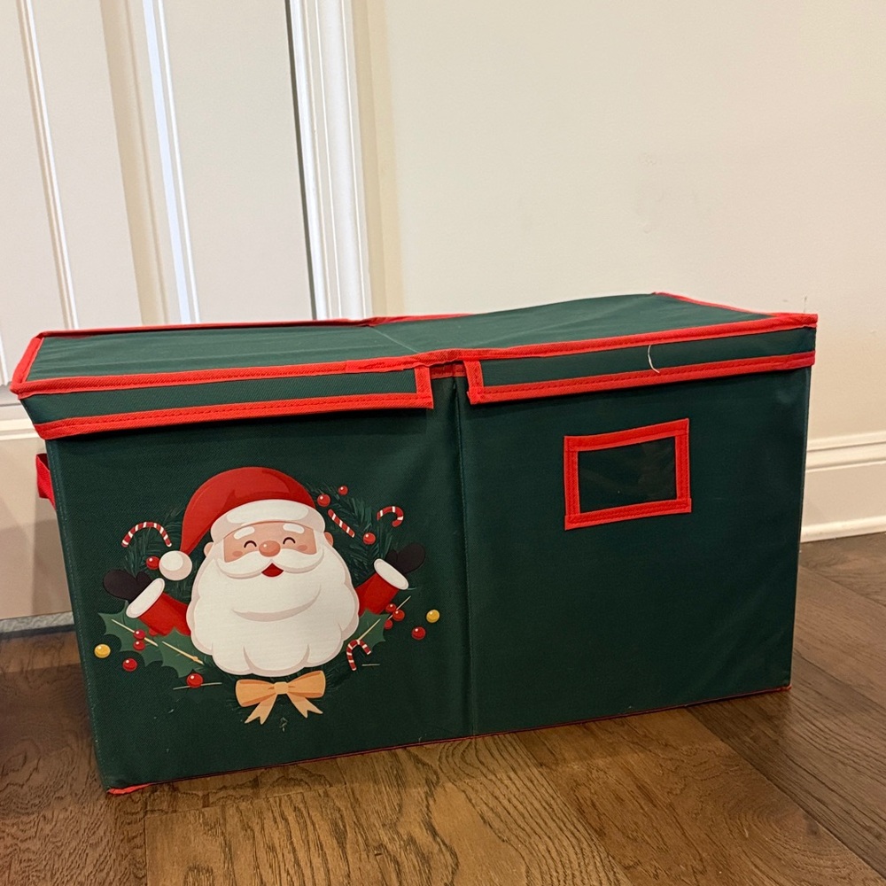 Festive Green and Red Ornament Storage Boxes